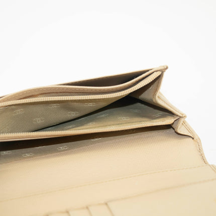 Chanel Beige Leather Long Bifold Wallet #3719