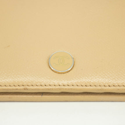 Chanel Beige Leather Long Bifold Wallet #3719