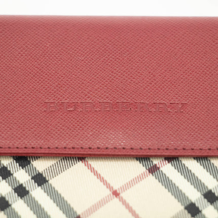 Burberry Tartan Check Red Leather Long Wallet #3724