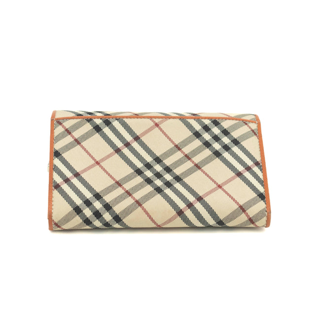 Burberry Tartan Check Orange Leather Wallet #3725