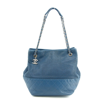 Chanel Blue Calfskin Perforated Up In the Air Shoulder Bag 17 Series #3757