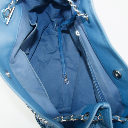 Chanel Blue Calfskin Perforated Up In the Air Shoulder Bag 17 Series #3757