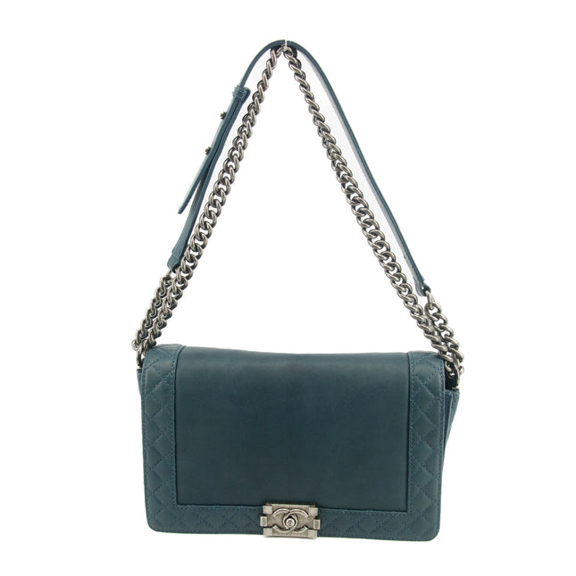 Chanel Boy Navy Lambskin Matelasse Reverso Shoulder Bag #3766