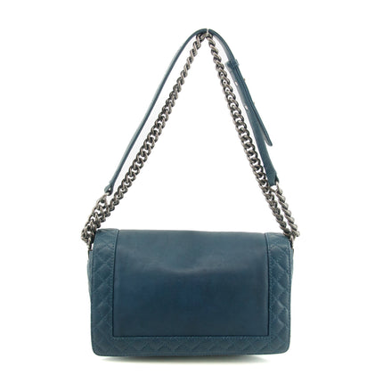 Chanel Boy Navy Lambskin Matelasse Reverso Shoulder Bag #3766