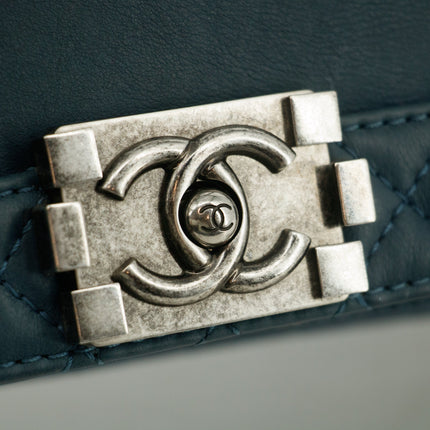 Chanel Boy Navy Lambskin Matelasse Reverso Shoulder Bag #3766