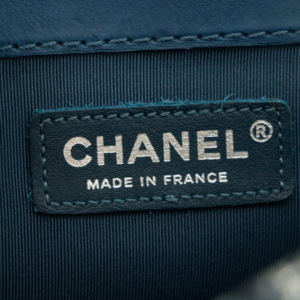 Chanel Boy Navy Lambskin Matelasse Reverso Shoulder Bag #3766