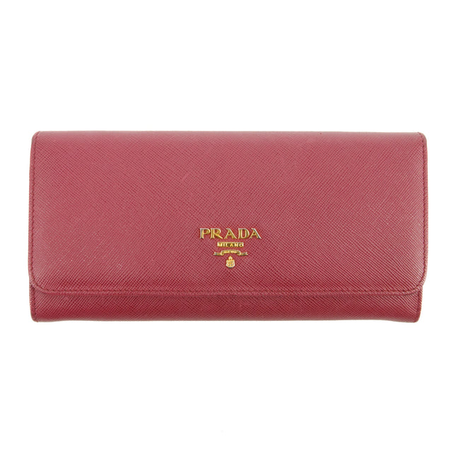 Prada Saffiano Leather Pink Continental Long Wallet #3808