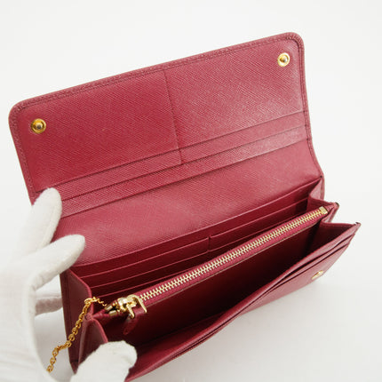 Prada Saffiano Leather Pink Continental Long Wallet #3808