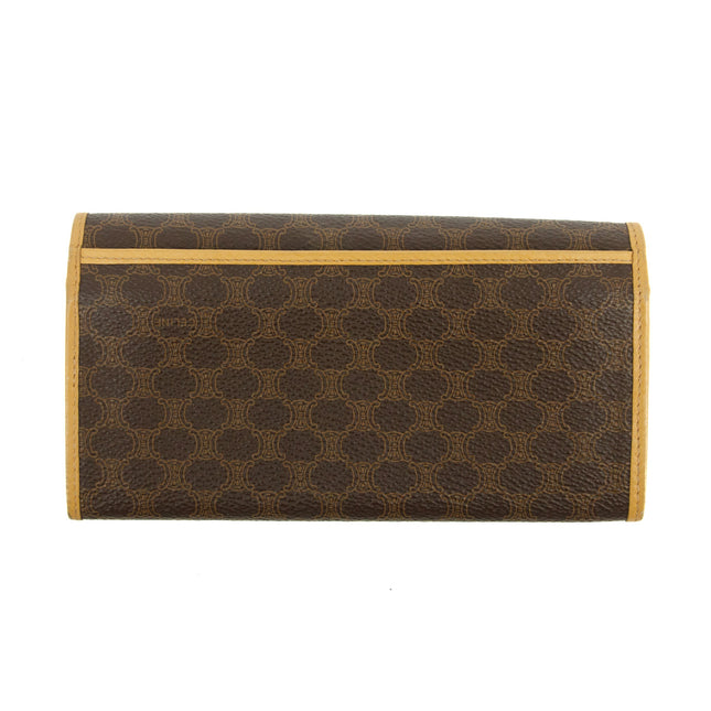 Celine Vintage Macadam PVC Brown Long Wallet #3810