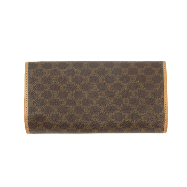 Celine Vintage Macadam Brown PVC Long Wallet #3865