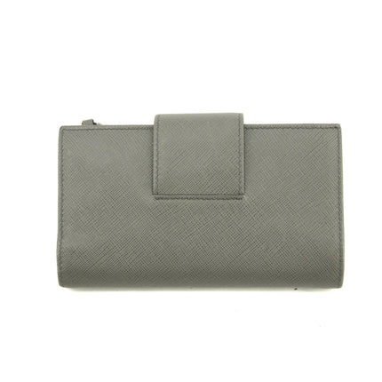 Prada Saffiano Leather Grey Metal Medium Wallet #3918