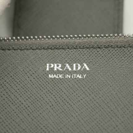 Prada Saffiano Leather Grey Metal Medium Wallet #3918