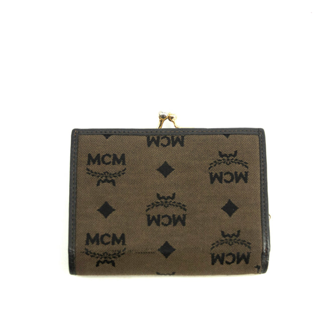 MCM Brown Canvas Kisslock Wallet #3937