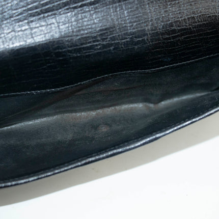 Gucci GG Vintage Black Canvas x Leather Sherry Line Long Wallet #3938