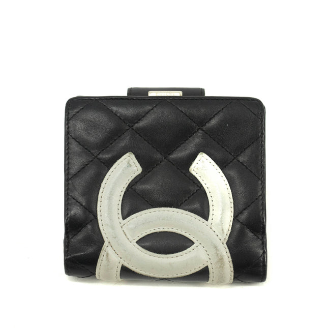 Chanel Quilted Cambon Black Compact Wallet #3946