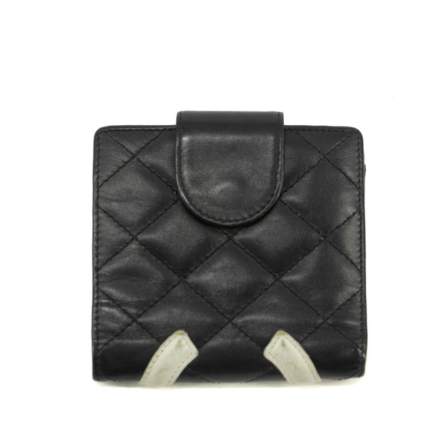 Chanel Quilted Cambon Black Compact Wallet #3946