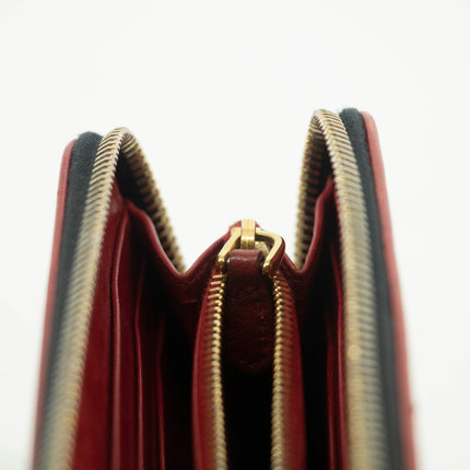 Prada Lips Applique Black Leather Zip Around Wallet #3955
