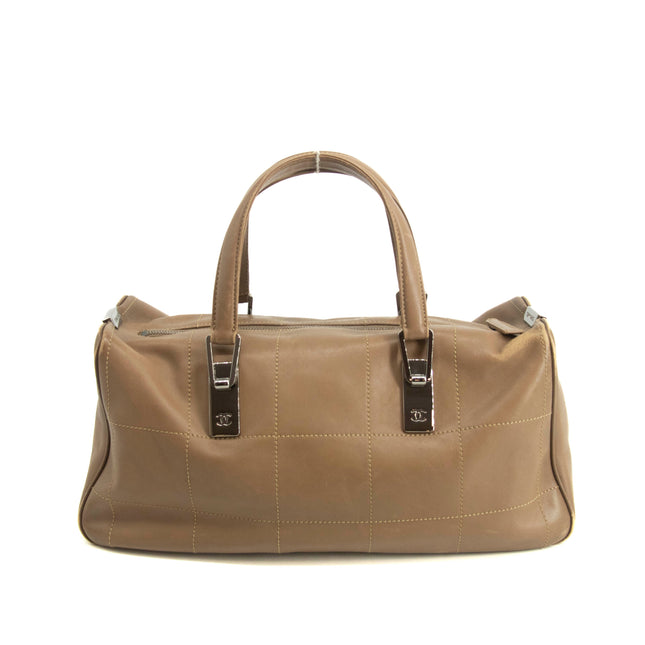 Chanel Brown Chocolate Bar Brown Lambskin Boston Bag #3985