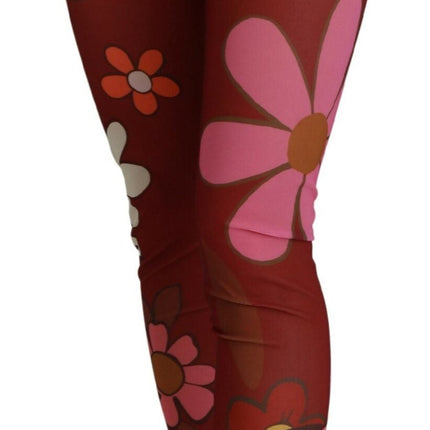 Dolce & Gabbana Red Floral Leggings Stretch Waist Pants