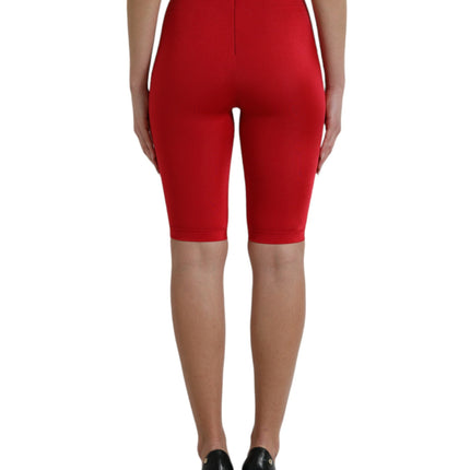 Dolce & Gabbana Red Stretch High Waist Cropped Leggings Pants