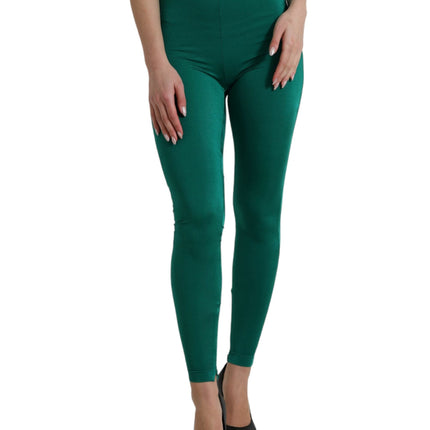 Dolce & Gabbana Green Nylon Stretch Slim Leggings Pants