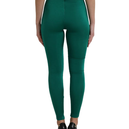 Dolce & Gabbana Green Nylon Stretch Slim Leggings Pants