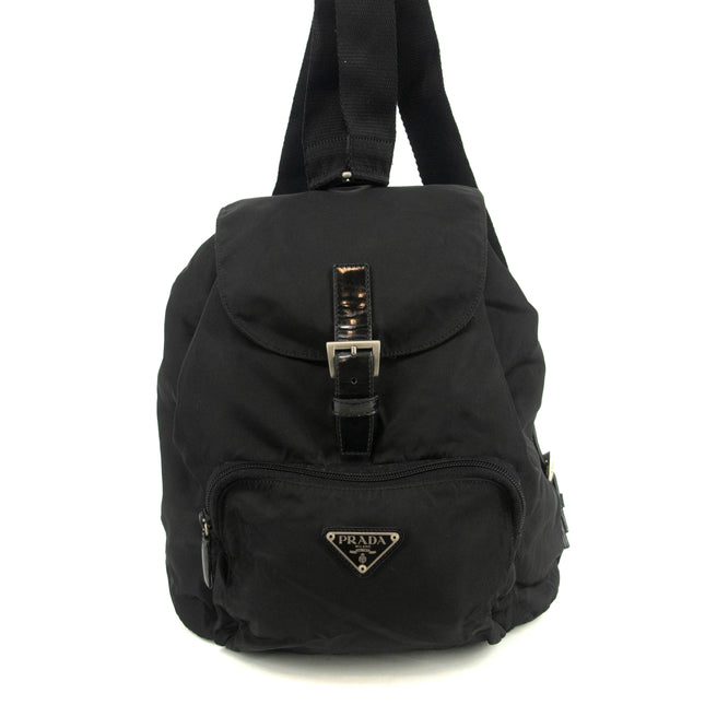 Prada Black Tessuto Nylon x Leather Backpack #4631