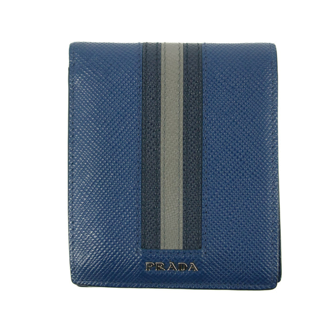 Prada Saffiano Leather Blue Mens Bifold Wallet #4721