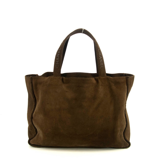 Chanel Brown Suede Handle Logo Tote Bag 4 Series #4752