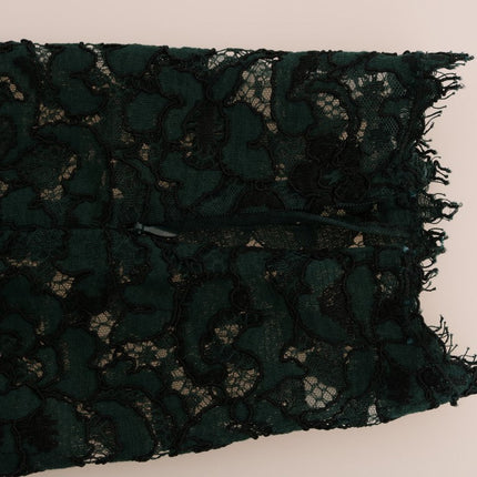 Dolce & Gabbana Green Floral Lace Leggings Pants