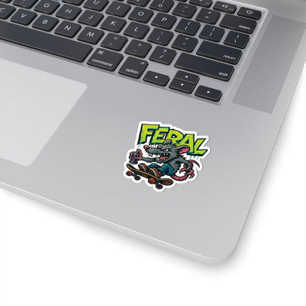 Feral Skate Rat Stickers | Cool Kiss-Cut Decals for Laptops, Water Bottles, Skateboards, Party Favors, Graffiti Lovers