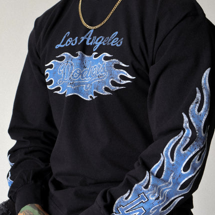 Black - Blue Flame Long Sleeve
