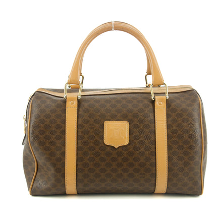 Celine Macadam Triomphe Brown Leather Boston Bag #5382