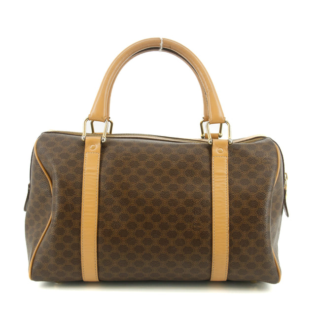 Celine Macadam Triomphe Brown Leather Boston Bag #5382
