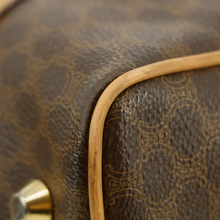 Celine Macadam Triomphe Brown Leather Boston Bag #5382