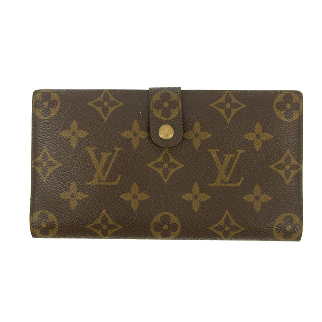 Louis Vuittton Monogram Canvas Brown Long Kisslock Wallet #5392