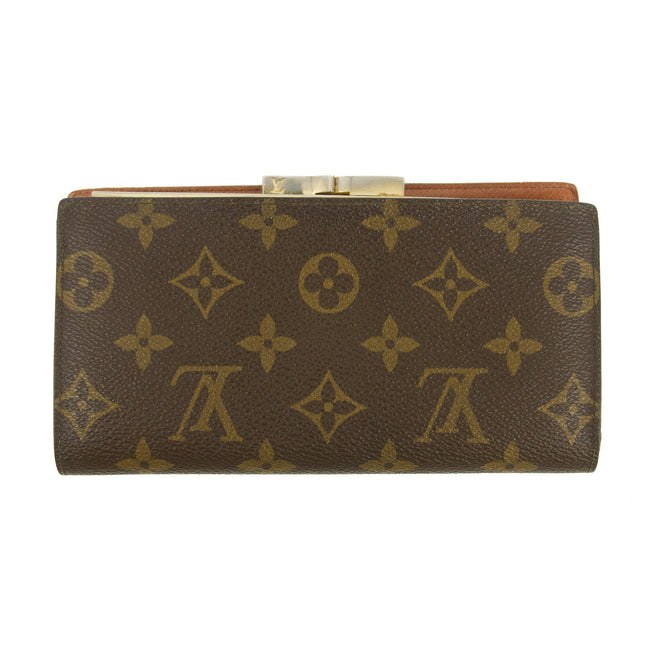 Louis Vuittton Monogram Canvas Brown Long Kisslock Wallet #5392