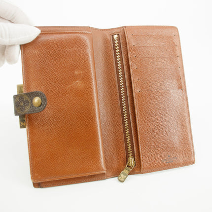 Louis Vuittton Monogram Canvas Brown Long Kisslock Wallet #5392
