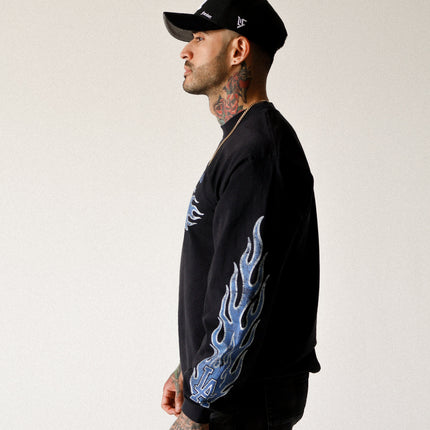 Black - Blue Flame Long Sleeve