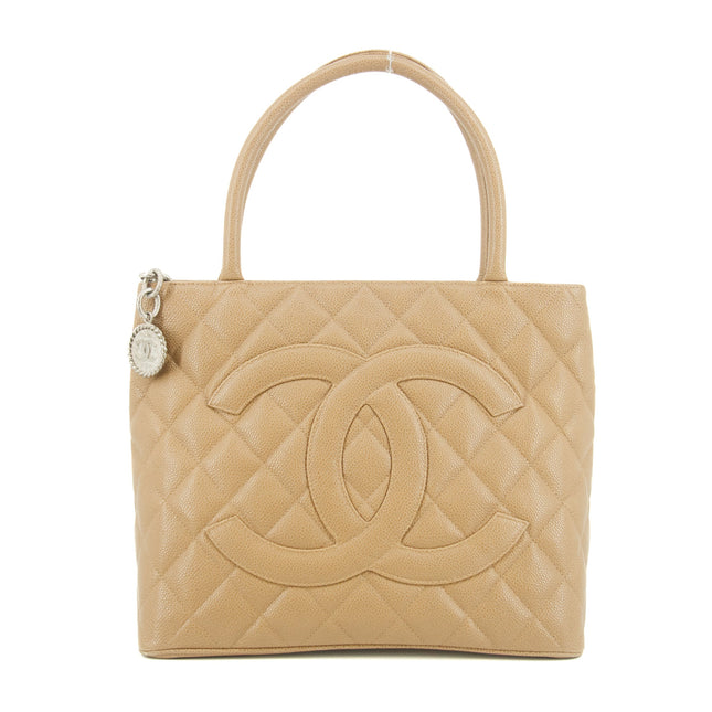 Chanel CC Caviar Quilted Leather Brown Medallion Tote #5755