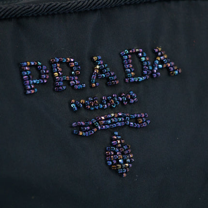 Prada Nylon Tessuto Black Beaded Handle Bag #5807