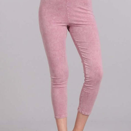 Rose Lilac Mineral Washed Capri Leggings