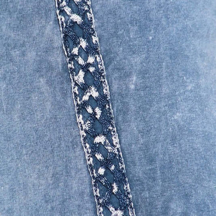 Crochet Striped Mineral Washed Capri Leggings Made in USA - Plus Size