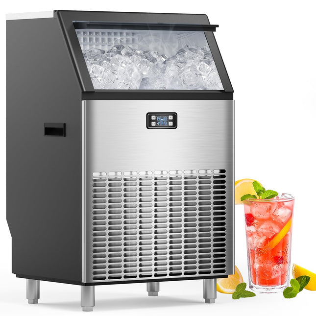 COWSAR Commercial Ice Maker Machine 265Lbs/24H, Stainless Steel Undercounter Ice Maker with 48Lbs Storage Capacity, Self-Cleaning Freestanding Ice Machine for Home, Bar, Restaurant, Office, Outdoor