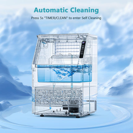 COWSAR Commercial Ice Maker Machine, 80Lbs/24H Stainless Steel Undercounter Ice Maker with 24Lbs Storage Capacity, Self-Cleaning Freestanding Ice Machine for Home, Bar, Restaurant, Office, Outdoor