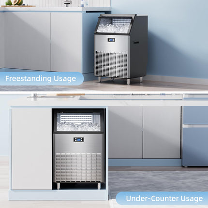 COWSAR Commercial Ice Maker Machine 265Lbs/24H, Stainless Steel Undercounter Ice Maker with 48Lbs Storage Capacity, Self-Cleaning Freestanding Ice Machine for Home, Bar, Restaurant, Office, Outdoor