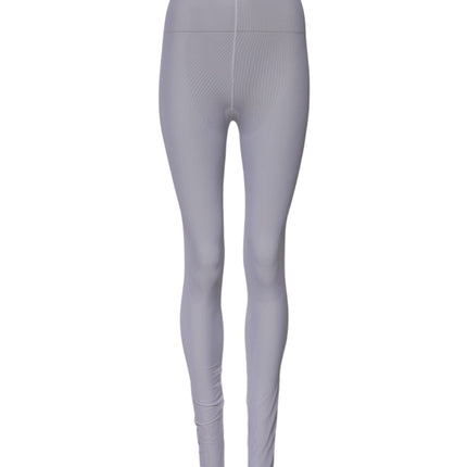 Dolce & Gabbana Gray Nylon DG Logo Mid Waisted Leggings Pants