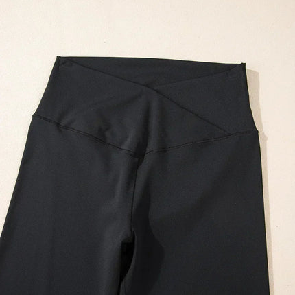 Dark Grey V Shape High Waist Flared Leggings