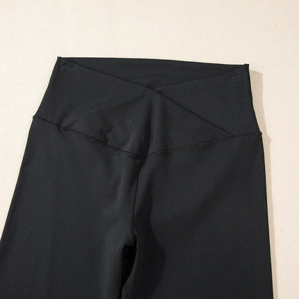 Dark Grey V Shape High Waist Flared Leggings