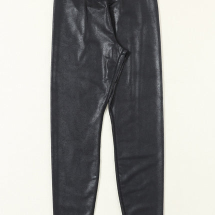 Solid Crossed Dip Waist Leather Leggings